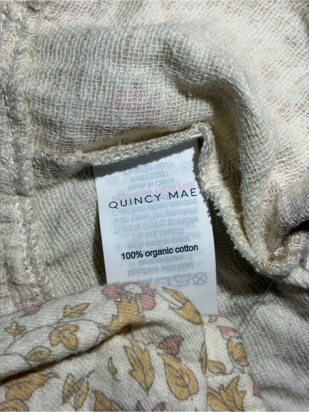 Quincy Mae Cream Floral Ruffle 2-Piece Set - Organic Cotton